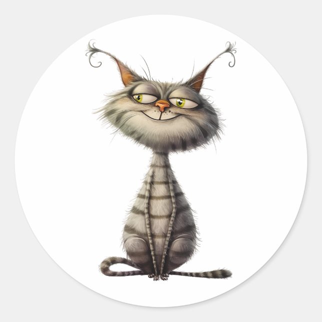 Illustration der Katzenkatze Runder Aufkleber (Vorderseite)