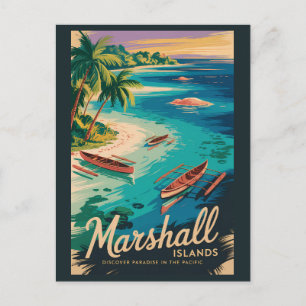 Illustration der Küste der Marshallinseln Reise Ku Postkarte
