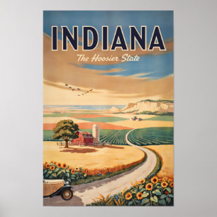 Illustration der ländlichen Gegend von Indiana Rei Poster