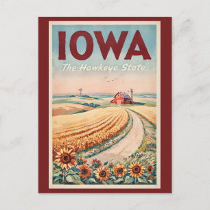 Illustration der ländlichen Gegend von Iowa, Reise Postkarte