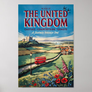 Illustration der Landschaft des Vereinigten Königr Poster