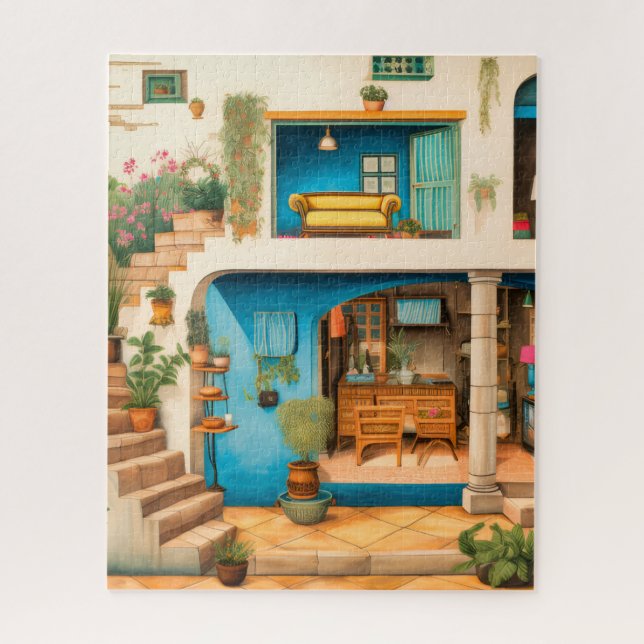 Illustration der lebendigen Pflanze des Hauses Puzzle (Vertikal)