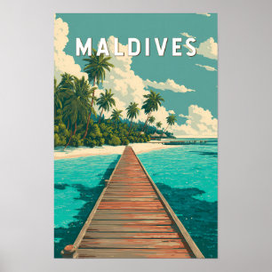 Illustration der Malediven Reise Kunst Vintage Poster