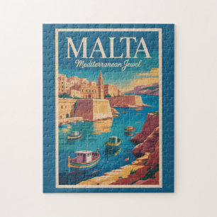 Illustration der maltesischen Küste Reise Kunst Vi Puzzle