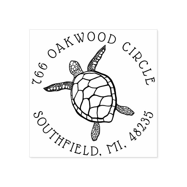 Illustration der Meeresschildkröte - benutzerdefin Gummistempel (Prägung)