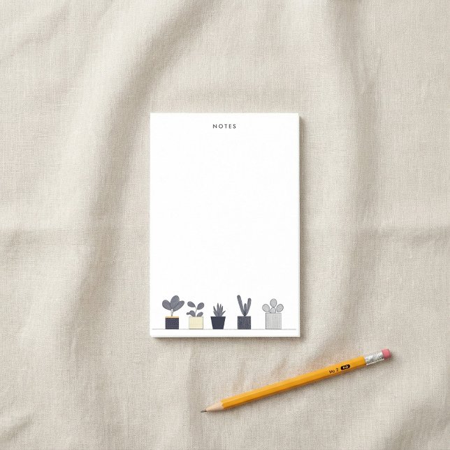 Illustration der Minimalistischen Pflanze von Crea Post-it Klebezettel (Minimalist Navy Cream Potted Plant Illustration Post-it Notes)