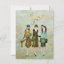 Illustration der Mode der Vintagen 1930er Jahre Dankeskarte