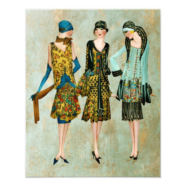 Illustration der Mode der Vintagen 1930er Jahre Fotodruck (Vorne)