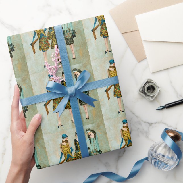 Illustration der Mode der Vintagen 1930er Jahre Geschenkpapier (Schenken)