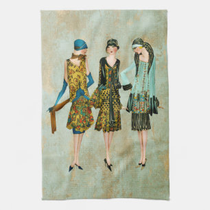 Illustration der Mode der Vintagen 1930er Jahre Geschirrtuch