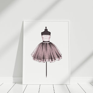 Illustration der Mode, Kleid auf Mannequin Poster