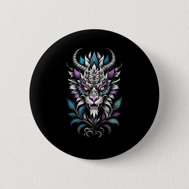Illustration der mystischen Bestie - Drache der br Button (Vorderseite)