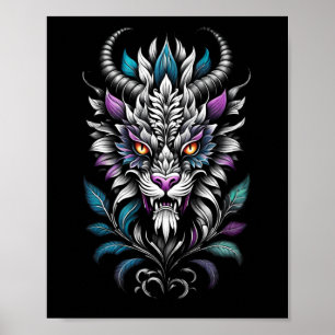 Illustration der mystischen Bestie - Drache der br Poster