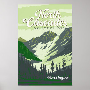 Illustration der Nationalpark Nordkaskaden Reise Poster