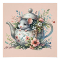 Illustration der niedlichen Maus im Blumentepot