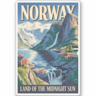 Illustration der norwegischen Landschaft, Reise, K Aufkleber