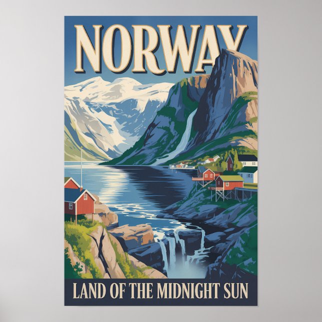 Illustration der norwegischen Landschaft, Reise, K Poster (Vorne)
