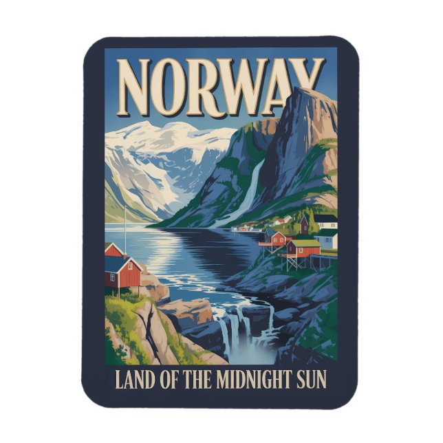 Illustration der norwegischen Landschaft Reise Kun Magnet (Vertikal)