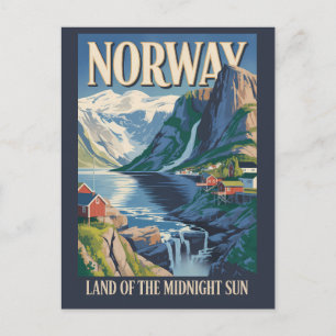 Illustration der norwegischen Landschaft Reise Kun Postkarte