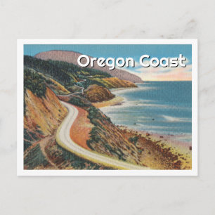 Illustration der Oregon-Küste im Vintage-Stil mit Postkarte