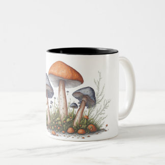 Illustration der Pilzfarben im Aquarellstil Zweifarbige Tasse