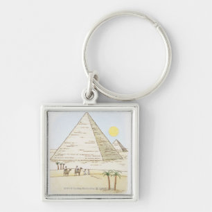 Illustration der Pyramiden und der Männer mit Schlüsselanhänger