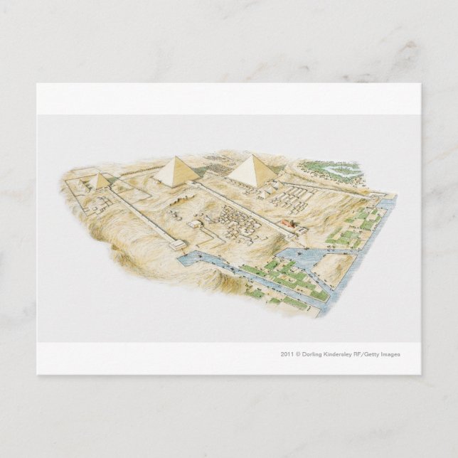 Illustration der Pyramiden von Gizeh Postkarte (Vorderseite)