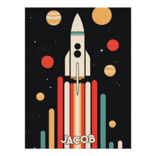 Illustration der Retro Space Rocket Poster