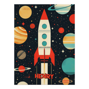 Illustration der Retro Space Rocket Poster