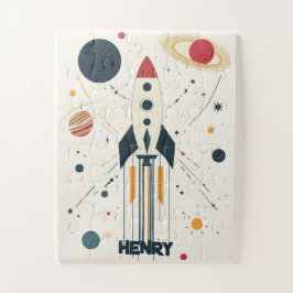 Illustration der Retro Space Rocket Puzzle
