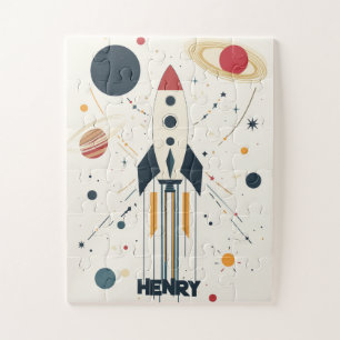 Illustration der Retro Space Rocket Puzzle