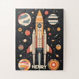 Illustration der Retro Space Rocket Puzzle