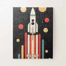 Illustration der Retro Space Rocket Puzzle