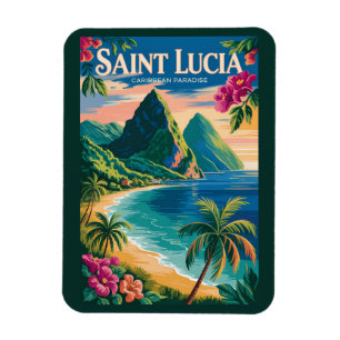 Illustration der Saint Lucia Pitons Reise Kunst Vi Magnet