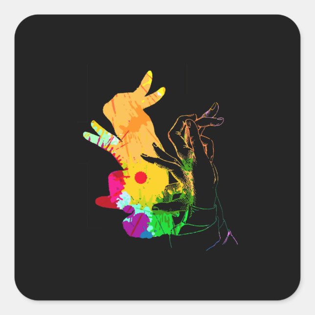 Illustration der Schattenhandpuppe Quadratischer Aufkleber (Vorderseite)