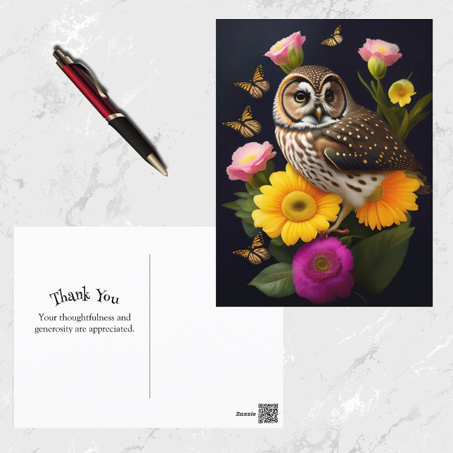 Illustration der Schmetterlingsblume in Owl-Gelb-R Postkarte (Von Creator hochgeladen)