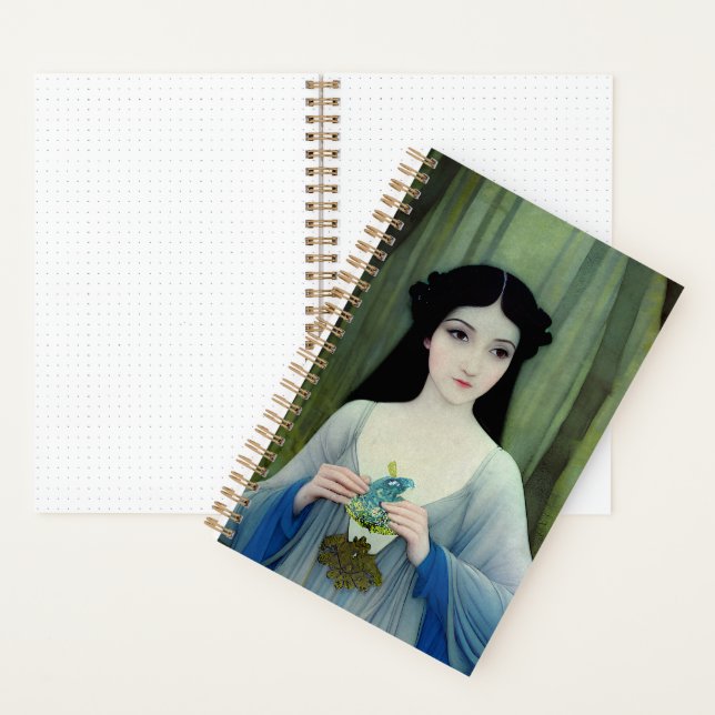 Illustration der schönen Frau im Wald Notizbuch (Innen)