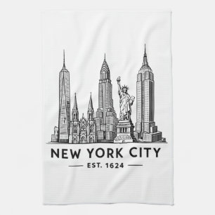 Illustration der Skyline von NYC mit der Freiheits Geschirrtuch