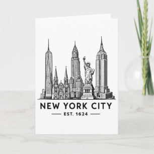 Illustration der Skyline von NYC mit der Freiheits Karte