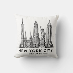 Illustration der Skyline von NYC mit der Freiheits Kissen