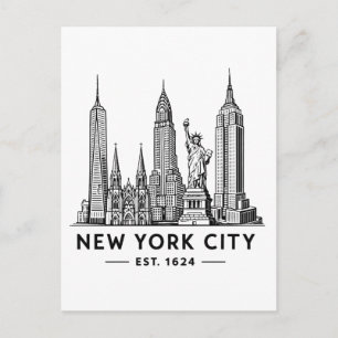 Illustration der Skyline von NYC mit der Freiheits Postkarte