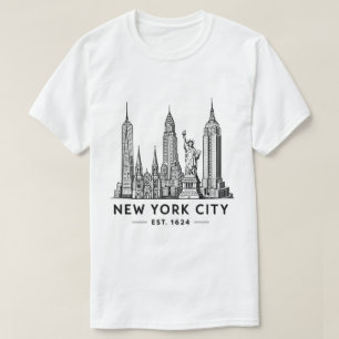 Illustration der Skyline von NYC mit der Freiheits T-Shirt