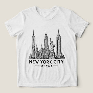 Illustration der Skyline von NYC mit der Freiheits Tri-Blend Shirt