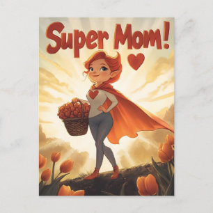 Illustration der Super-Mama Postkarte