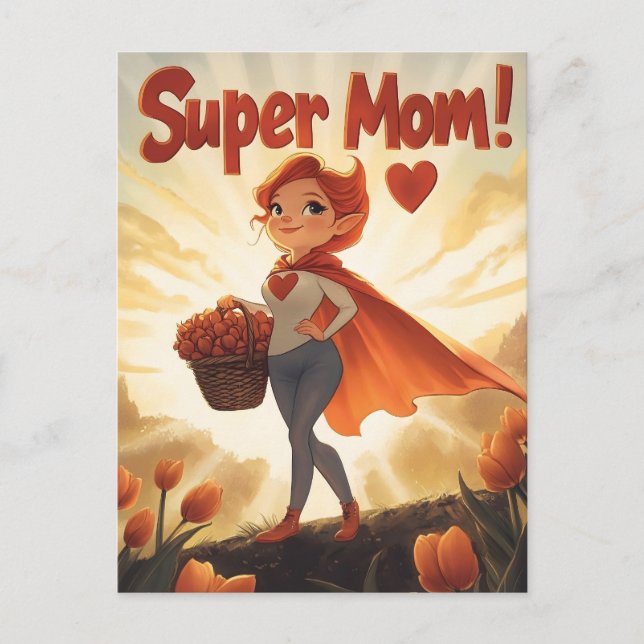 Illustration der Super-Mama Postkarte (Vorderseite)