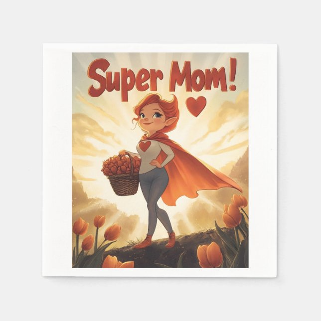Illustration der Super-Mama Serviette (Vorderseite)