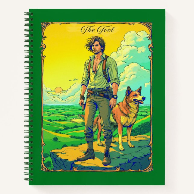 Illustration der Tarot-Karte, das Fool-Journal Notizbuch (Vorderseite)