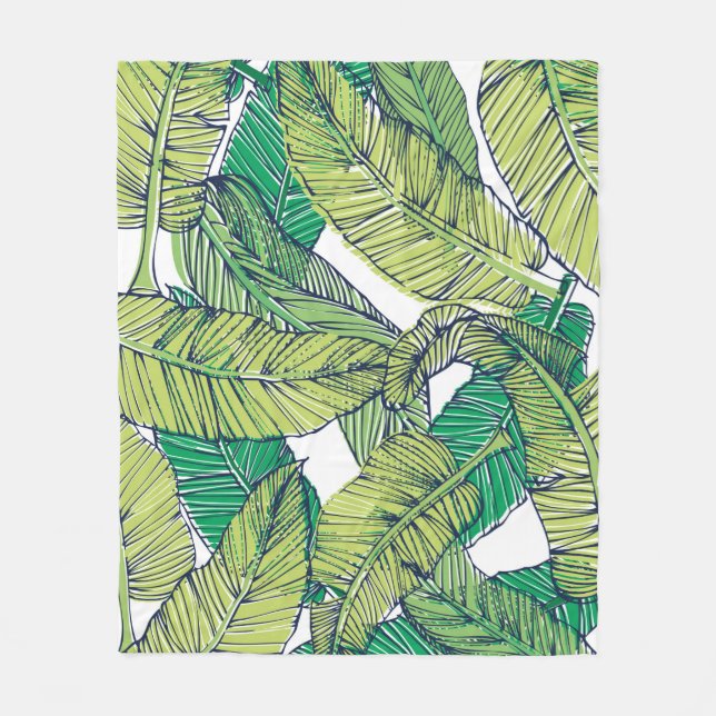 Illustration der tropischen Inselblätter/Vintag Fleecedecke (Vorderseite)