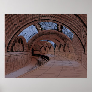 Illustration der verlassenen U-Bahn-Station City H Poster