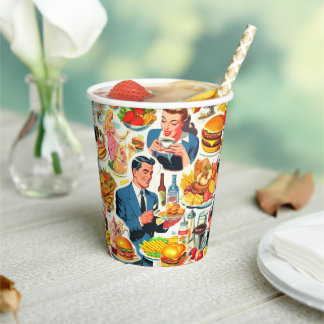Illustration der Vintagen 50er-Jahre-Food-Comic Pappbecher